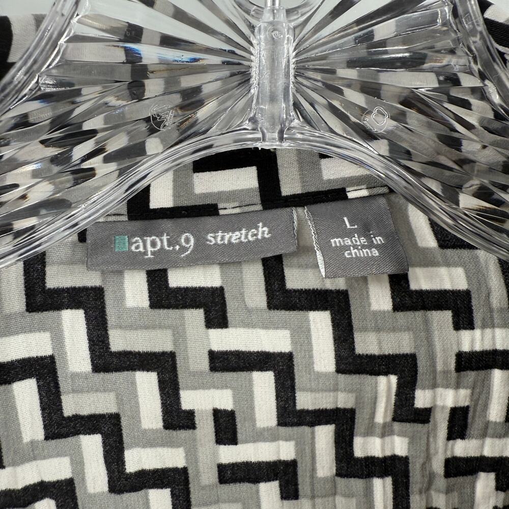 APT 9 Stretch Retro Gray Crinkle Y2K Collared Button Up Blouse Women's Large - Picture 7 of 10